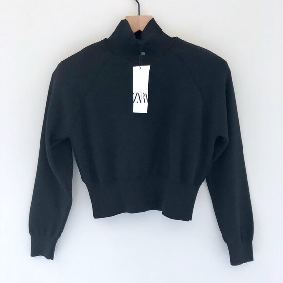 NWT ZARA Knit Mock Neck with Shoulder Pads - Picture 3 of 5